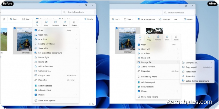 Microsoft Tests Background Preloading and Streamlined Context Menus for Windows 11 File Explorer
